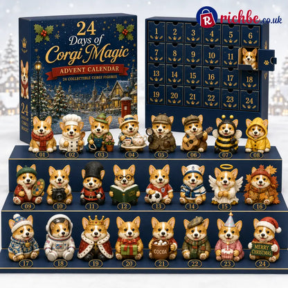 🎅2026 British Corgis Blind Box - 24‑Day Festive Countdown Corgi Figurines Blind Box - Gift For Corgi Lovers