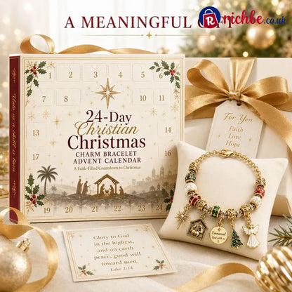 🎅 2026 Christmas Gift 49% Off--🎄24-Day Christian Christmas Charm Bracelet Advent Calendar