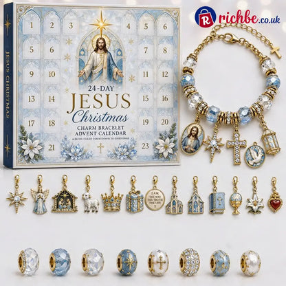 🎅 2026 Christmas Gift 49% Off--🎄24-Day Christian Christmas Charm Bracelet Advent Calendar - 🙏Jesus Christmas