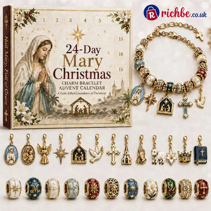🎅 2026 Christmas Gift 49% Off--🎄24-Day Christian Christmas Charm Bracelet Advent Calendar - Mary Christmas