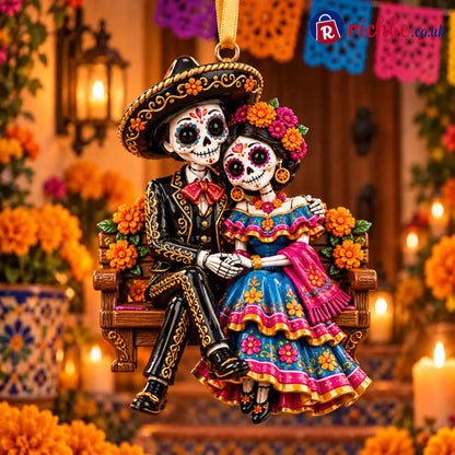 2026 Día de Muertos Ornaments – Folk Art Keepsake Collection Celebrating Love & Remembrance - 💑🌼Sweethearts on a Bench