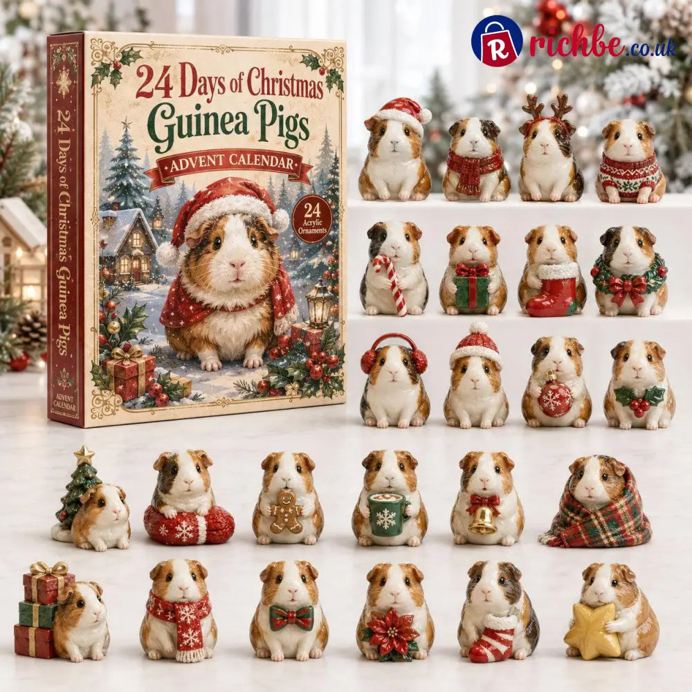 2026 Guinea Pig Christmas Advent Calendar - 24 Days of Adorable Festive Surprises Acrylic Ornaments Blind Box -Gift for
