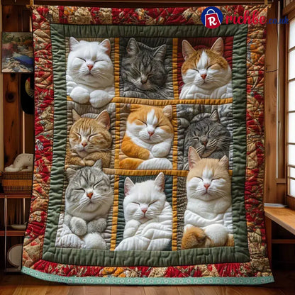 🥰2026 HOT SALE-48% OFF!!🐈Cozy 9‑Panel Sleeping Cats Blanket – Ultra‑Soft Flannel Reversible Design Perfect for Sofa Bed