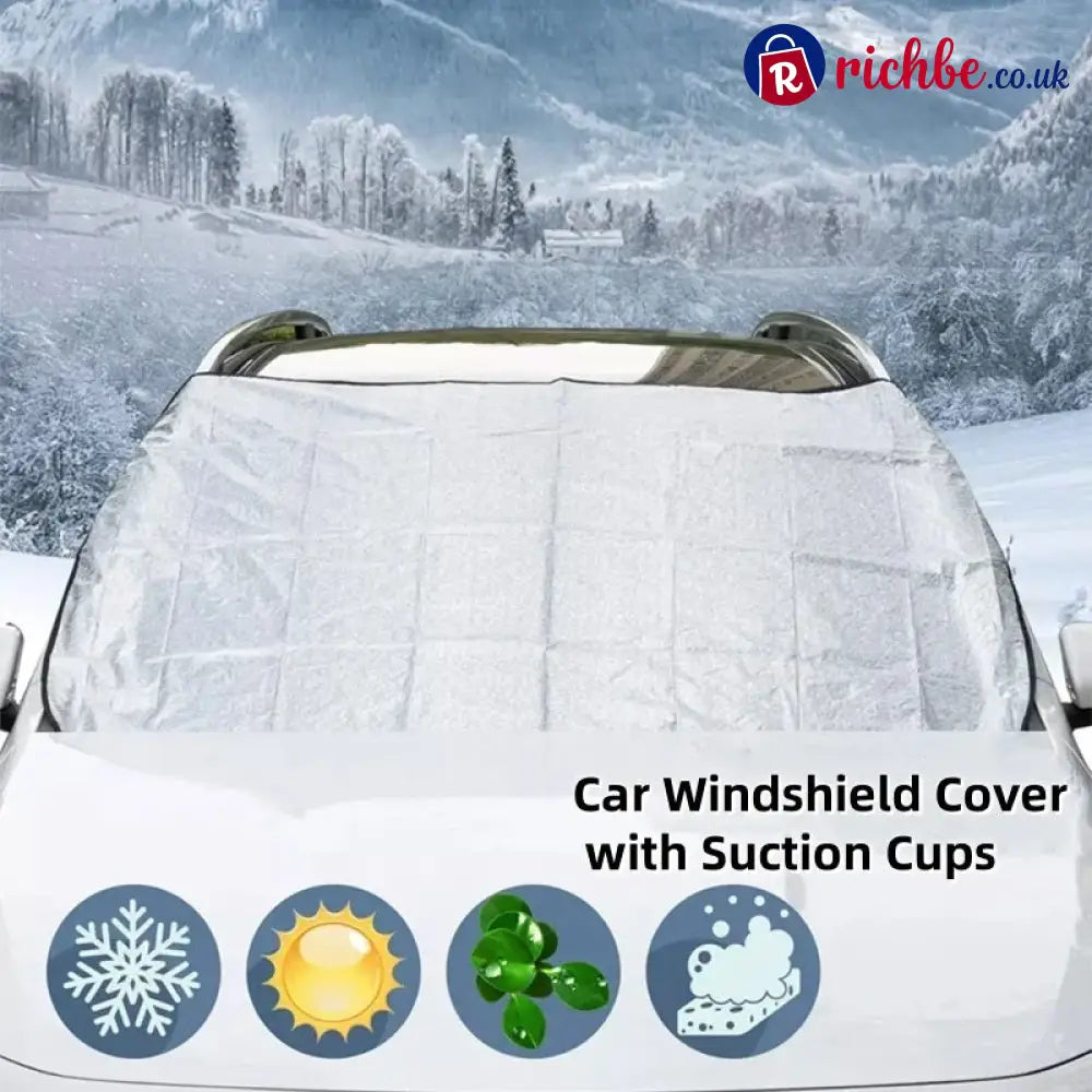 🥳2026 HOT SALE🥳💞50K+ SOLD! 🚗🌀 50% OFF! Car Windshield Cover with Suction Cups – blocks 99% UV prevents frost & snow.