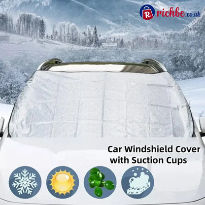 🥳2026 HOT SALE🥳💞50K+ SOLD! 🚗🌀 50% OFF! Car Windshield Cover with Suction Cups – blocks 99% UV prevents frost & snow.