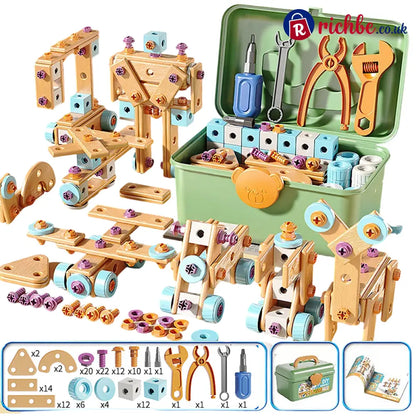 🥳2026 HOT SALE🥳💞50K+ SOLD! 🔧🧒 50% OFF! Children’s Educational DIY Tool Kit – STEM building set with electric drill 124+