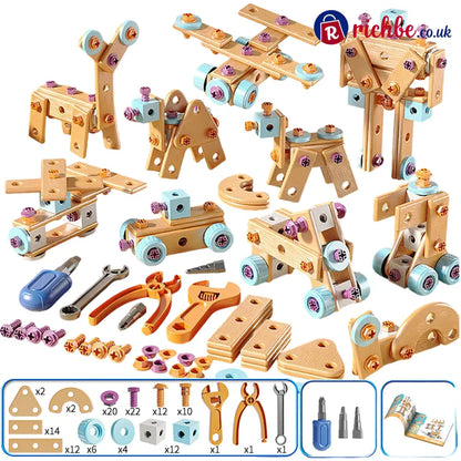 🥳2026 HOT SALE🥳💞50K+ SOLD! 🔧🧒 50% OFF! Children’s Educational DIY Tool Kit – STEM building set with electric drill 124+