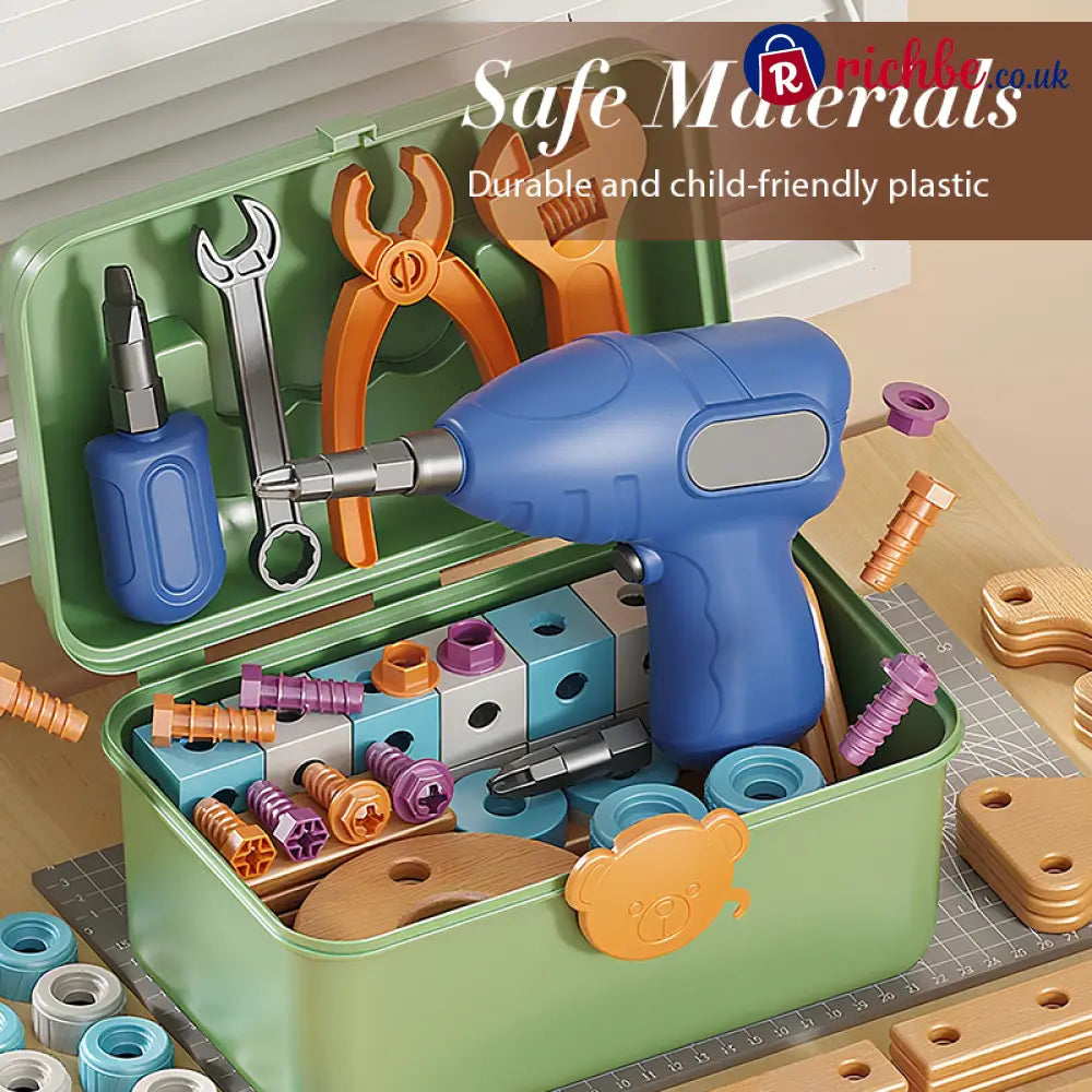 🥳2026 HOT SALE🥳💞50K+ SOLD! 🔧🧒 50% OFF! Children’s Educational DIY Tool Kit – STEM building set with electric drill 124+
