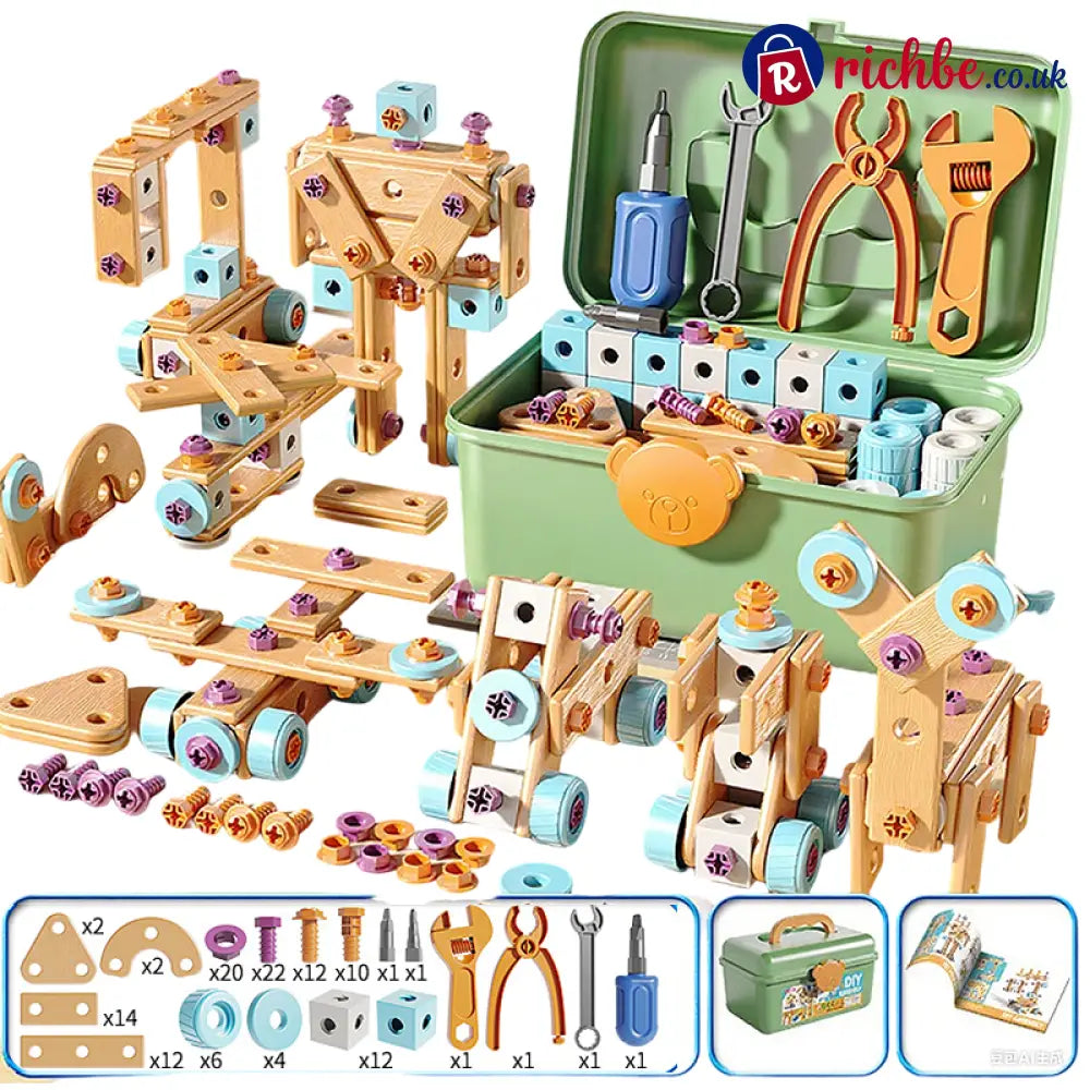 🥳2026 HOT SALE🥳💞50K+ SOLD! 🔧🧒 50% OFF! Children’s Educational DIY Tool Kit – STEM building set with electric drill 124+