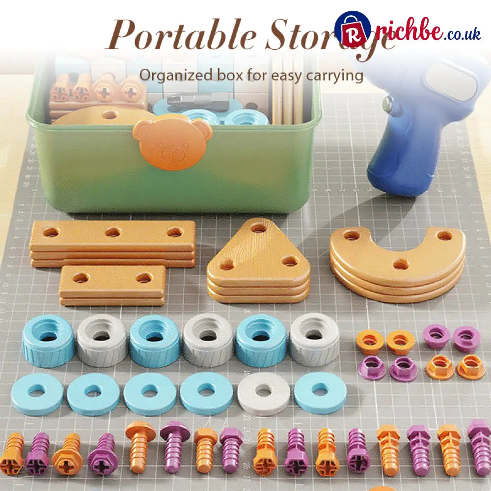 🥳2026 HOT SALE🥳💞50K+ SOLD! 🔧🧒 50% OFF! Children’s Educational DIY Tool Kit – STEM building set with electric drill 124+