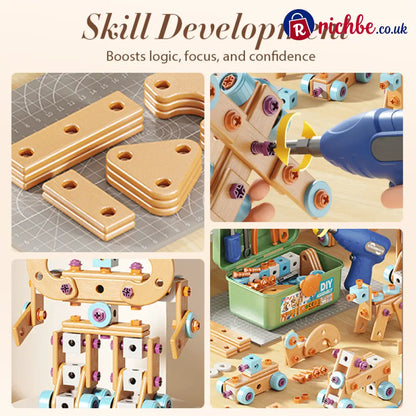 🥳2026 HOT SALE🥳💞50K+ SOLD! 🔧🧒 50% OFF! Children’s Educational DIY Tool Kit – STEM building set with electric drill 124+