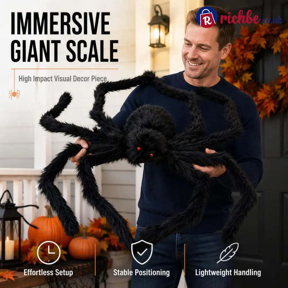 🥳2026 HOT SALE🥳💞50K+ SOLD! 🕷️🎃 50% OFF! Oversized Halloween Spider – 75cm giant leg span realistic furry body & glowing