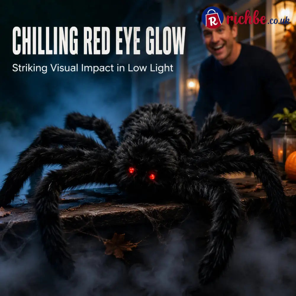 🥳2026 HOT SALE🥳💞50K+ SOLD! 🕷️🎃 50% OFF! Oversized Halloween Spider – 75cm giant leg span realistic furry body & glowing