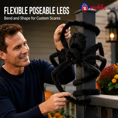🥳2026 HOT SALE🥳💞50K+ SOLD! 🕷️🎃 50% OFF! Oversized Halloween Spider – 75cm giant leg span realistic furry body & glowing