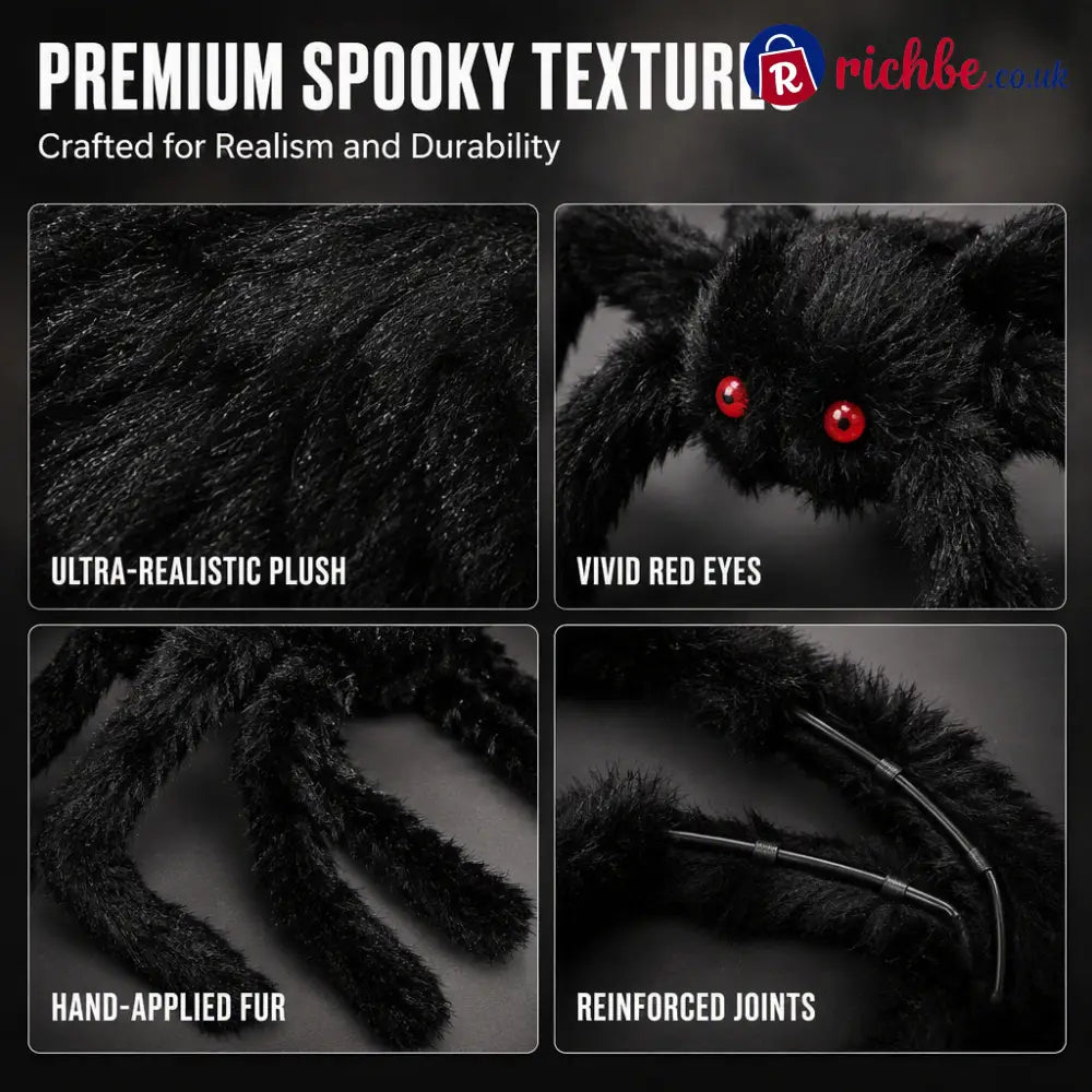 🥳2026 HOT SALE🥳💞50K+ SOLD! 🕷️🎃 50% OFF! Oversized Halloween Spider – 75cm giant leg span realistic furry body & glowing