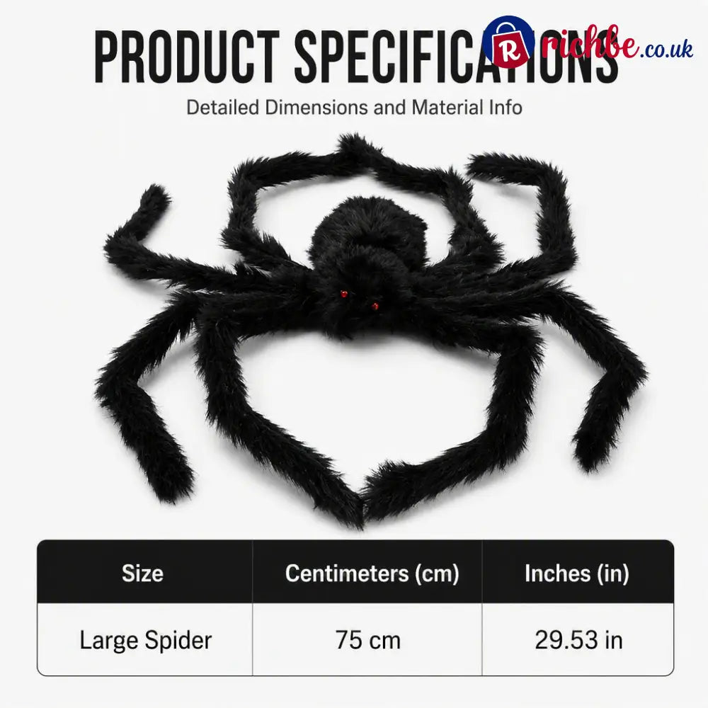 🥳2026 HOT SALE🥳💞50K+ SOLD! 🕷️🎃 50% OFF! Oversized Halloween Spider – 75cm giant leg span realistic furry body & glowing