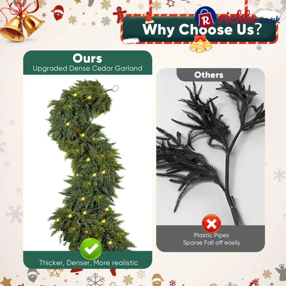 🏆2026 HOT SALE💥 Pre-lit Christmas Cedar Garland