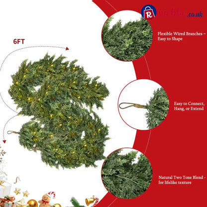 🏆2026 HOT SALE💥 Pre-lit Christmas Cedar Garland