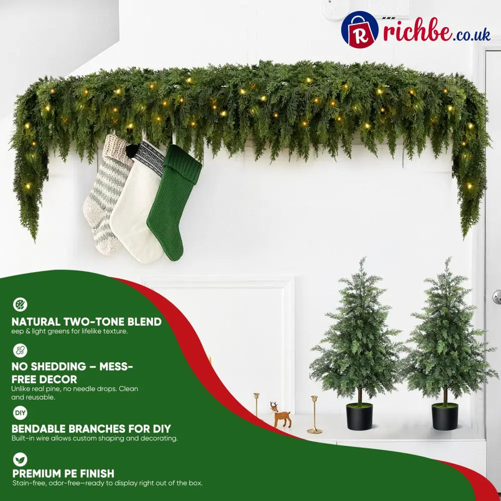 🏆2026 HOT SALE💥 Pre-lit Christmas Cedar Garland