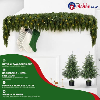 🏆2026 HOT SALE💥 Pre-lit Christmas Cedar Garland