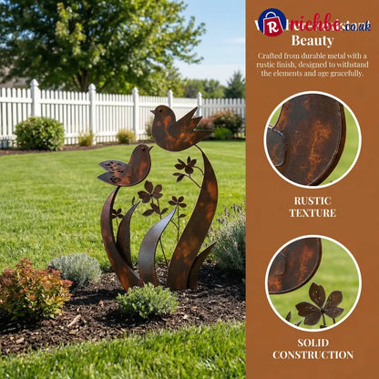 🦋🦋2026 Mother’s Day Gifts 50% Off--💖🎁Bird & Wildflower Metal Garden Stake - Bird & Wildflower