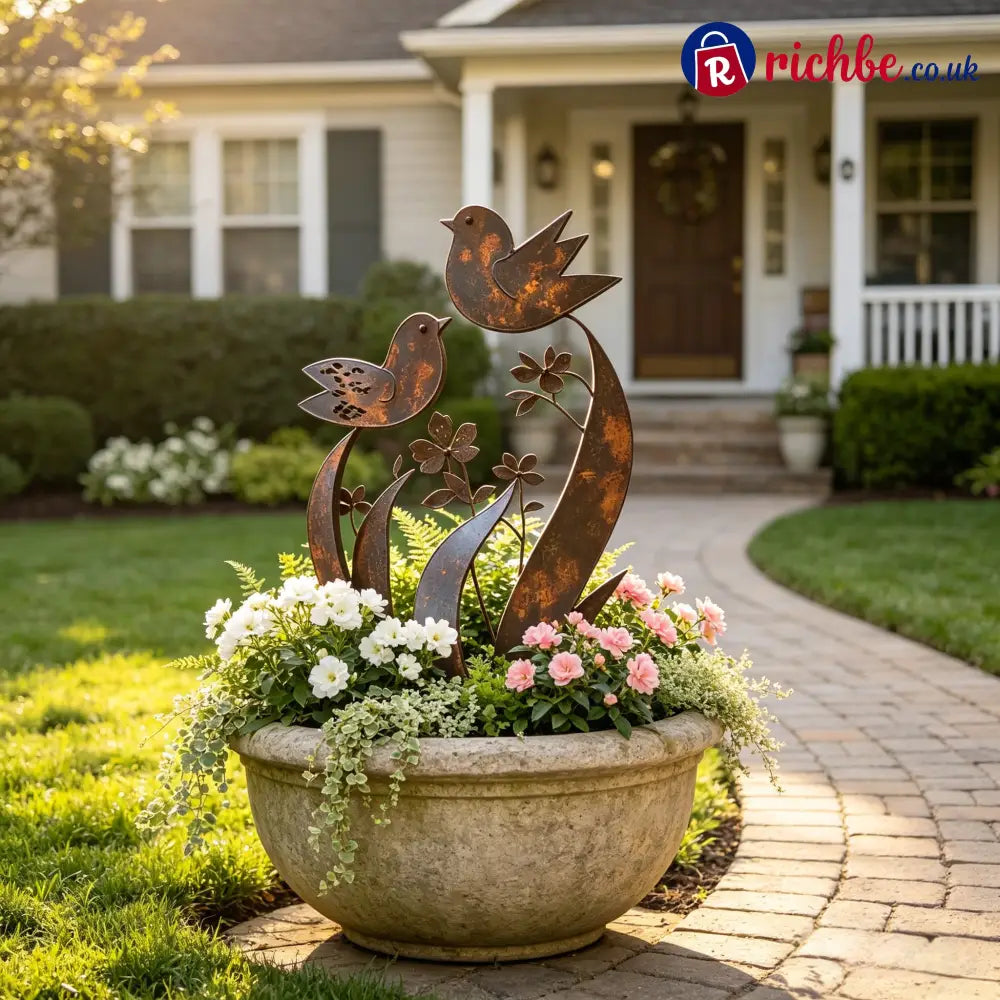 🦋🦋2026 Mother’s Day Gifts 50% Off--💖🎁Bird & Wildflower Metal Garden Stake - Bird & Wildflower