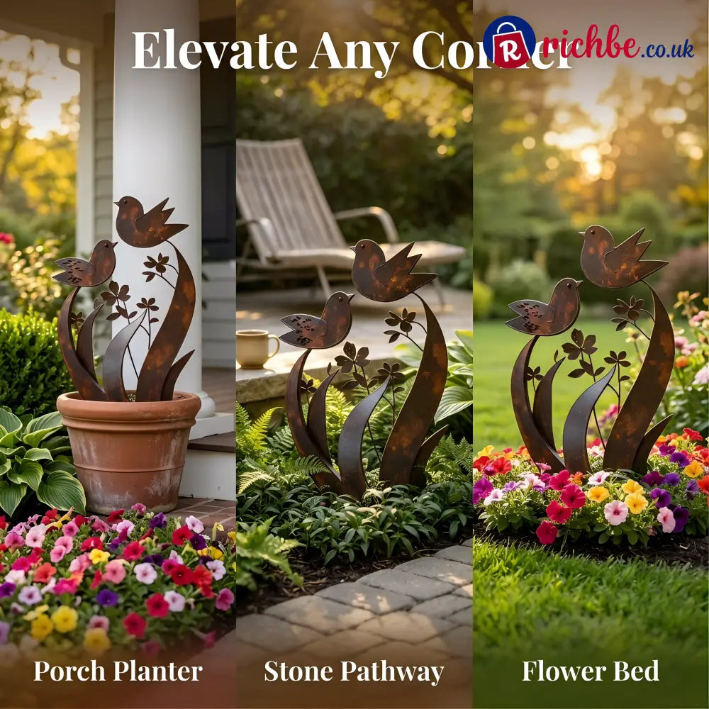 🦋🦋2026 Mother’s Day Gifts 50% Off--💖🎁Bird & Wildflower Metal Garden Stake - Bird & Wildflower