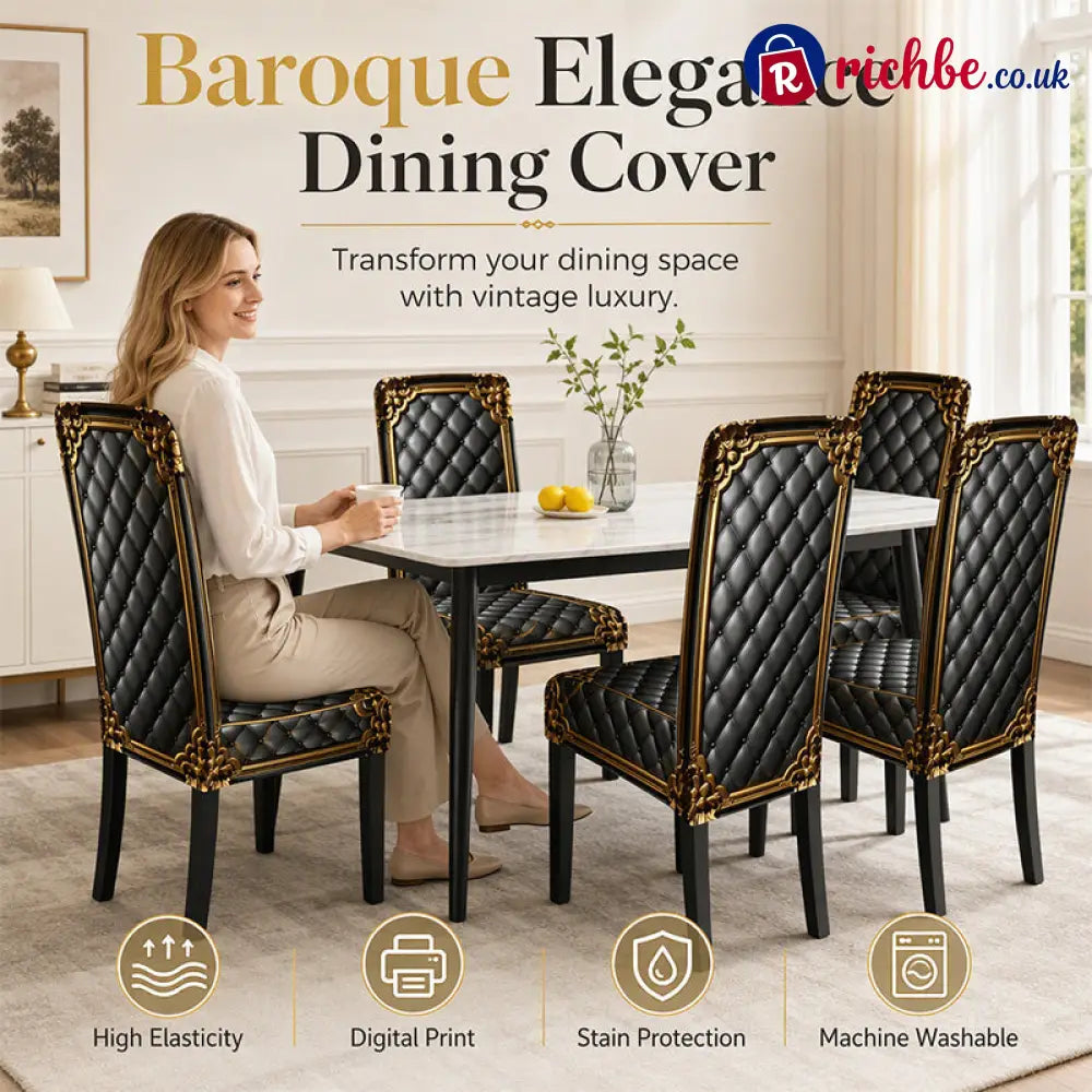 🎁2026 New Arrivals 49% OFF💥Washable Baroque Chair Cover, Stretch Fit Royal Gold Pattern - 🔥🔥Buy 3 Get 2 Free (5PCS)