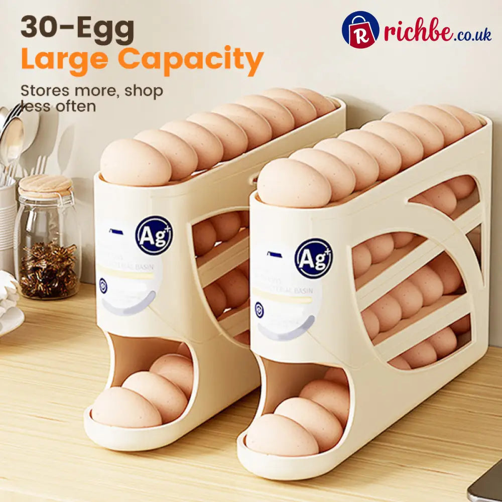 🥚 2026 Sale — Over 22,500 Sold! 🧊 Space-Saving Fridge Egg Storage Organizer – Gravity-Fed Auto Roll, 30-Egg Capacity & Slim Door-Fit Design 🏠