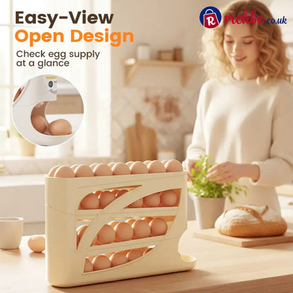 🥚 2026 Sale — Over 22,500 Sold! 🧊 Space-Saving Fridge Egg Storage Organizer – Gravity-Fed Auto Roll, 30-Egg Capacity & Slim Door-Fit Design 🏠