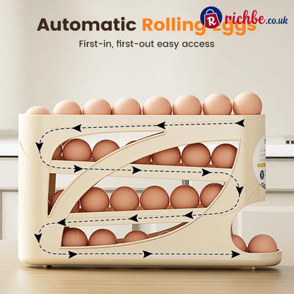 🥚 2026 Sale — Over 22,500 Sold! 🧊 Space-Saving Fridge Egg Storage Organizer – Gravity-Fed Auto Roll, 30-Egg Capacity & Slim Door-Fit Design 🏠