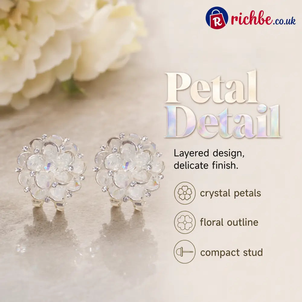 💎 2026 Sale, Over 52,000 Sold!✨ Elegant Floral Stud Earrings – Sparkling Detail & Lightweight Comfort 🌸 - White