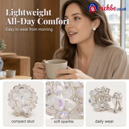 💎 2026 Sale, Over 52,000 Sold!✨ Elegant Floral Stud Earrings – Sparkling Detail & Lightweight Comfort 🌸 - White