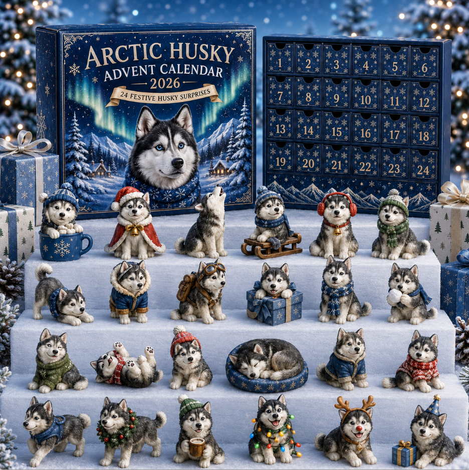 🐺❄️2026 Arctic Husky Christmas Advent Calendar – 24 Days of Festive Husky Collectible Surprises