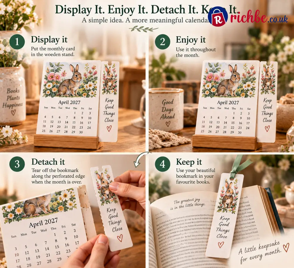 🌸 2027 A Year of Little Keepsakes – 12-in-1 Bookmark Calendar - 🎁Bookmark calendar