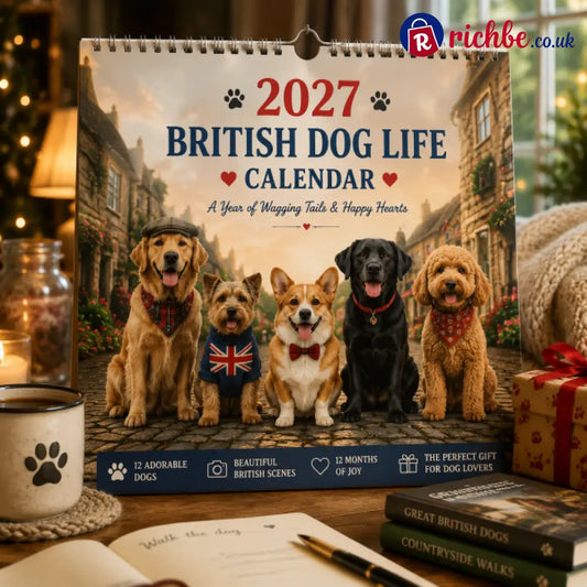 🐕 2027 British Dog Life Calendar – 12 Months of Adorable Dogs & Beautiful British Moments – Wall Calendar Gift for Dog