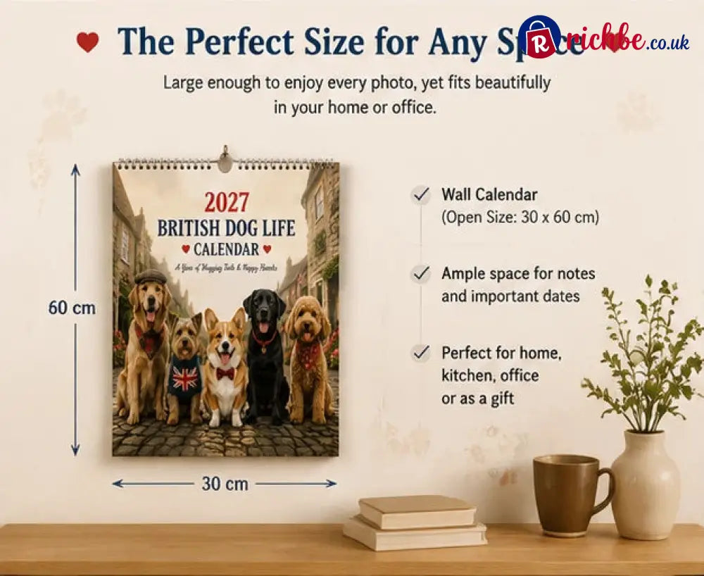 🐕 2027 British Dog Life Calendar – 12 Months of Adorable Dogs & Beautiful British Moments – Wall Calendar Gift for Dog