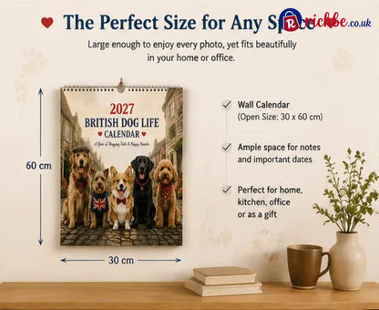 🐕 2027 British Dog Life Calendar – 12 Months of Adorable Dogs & Beautiful British Moments – Wall Calendar Gift for Dog