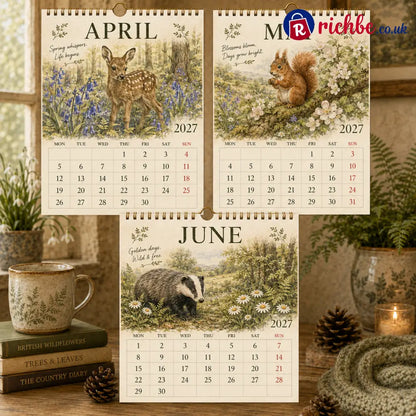 2027 British Woodland Calendar｜A4 Hanging Calendar