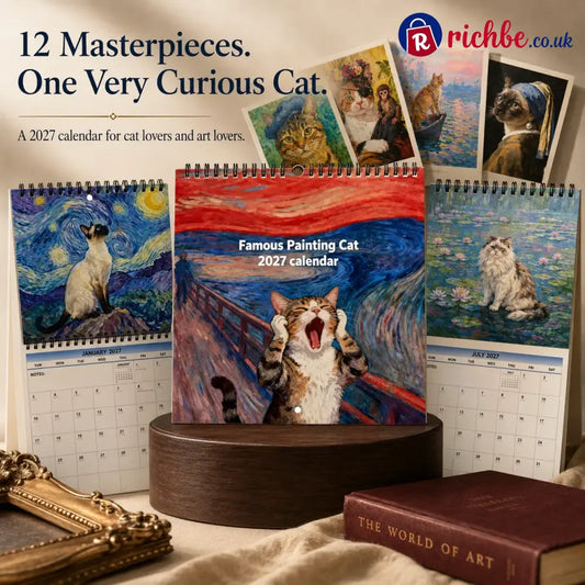🎨🐱 2027 Famous Painting Cat Calendar, 12 Masterpieces One Curious Cat - default