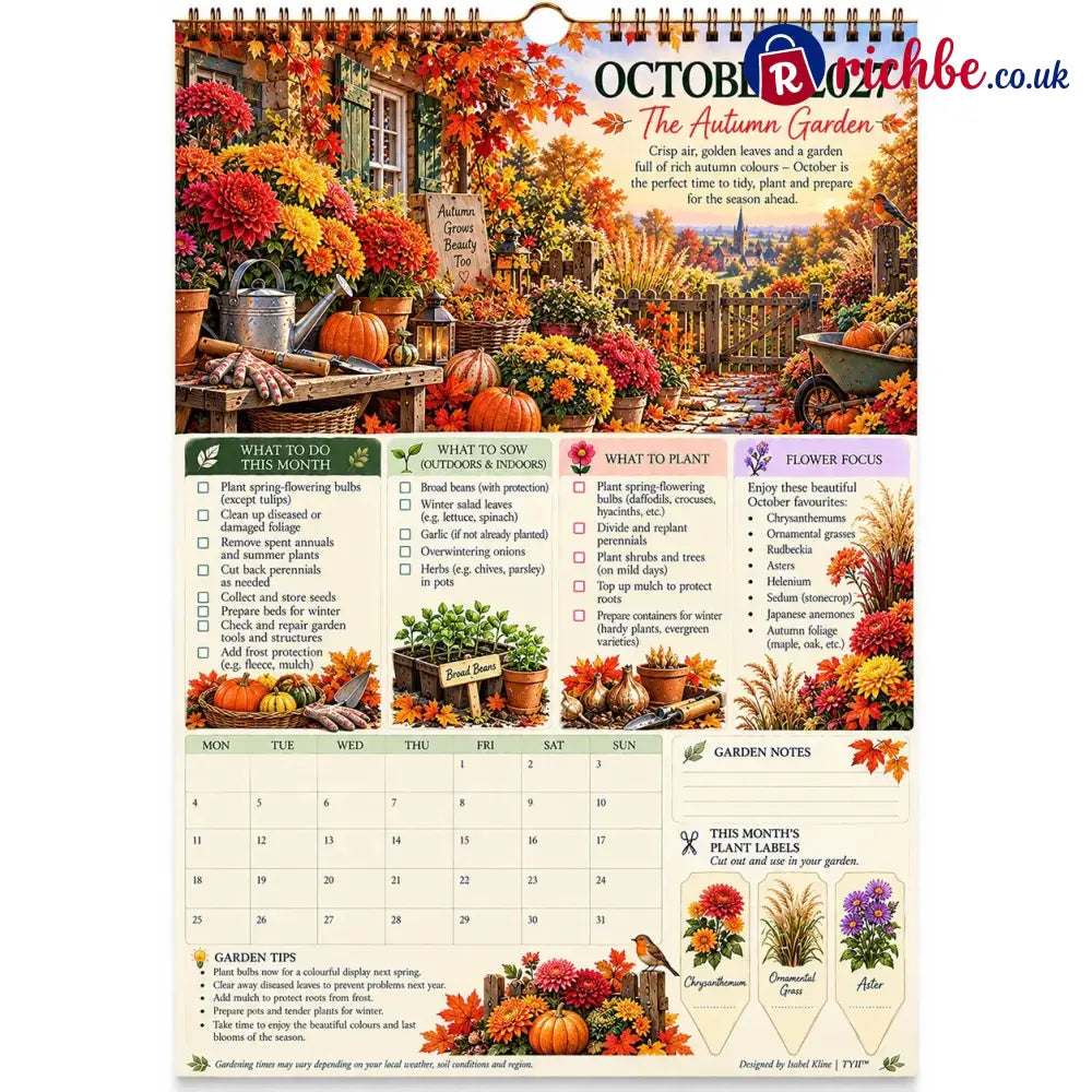 2027 Four Seasons Gardening Calendar & Monthly Planner – A4 Wall Calendar with Planting Guide Garden Tasks & Plant
