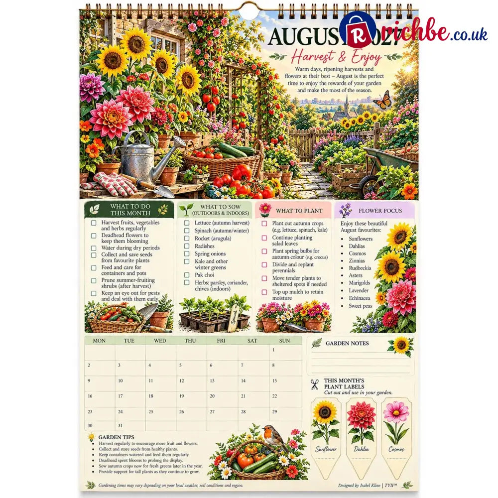 2027 Four Seasons Gardening Calendar & Monthly Planner – A4 Wall Calendar with Planting Guide Garden Tasks & Plant