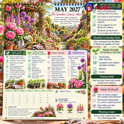 2027 Four Seasons Gardening Calendar & Monthly Planner – A4 Wall Calendar with Planting Guide Garden Tasks & Plant