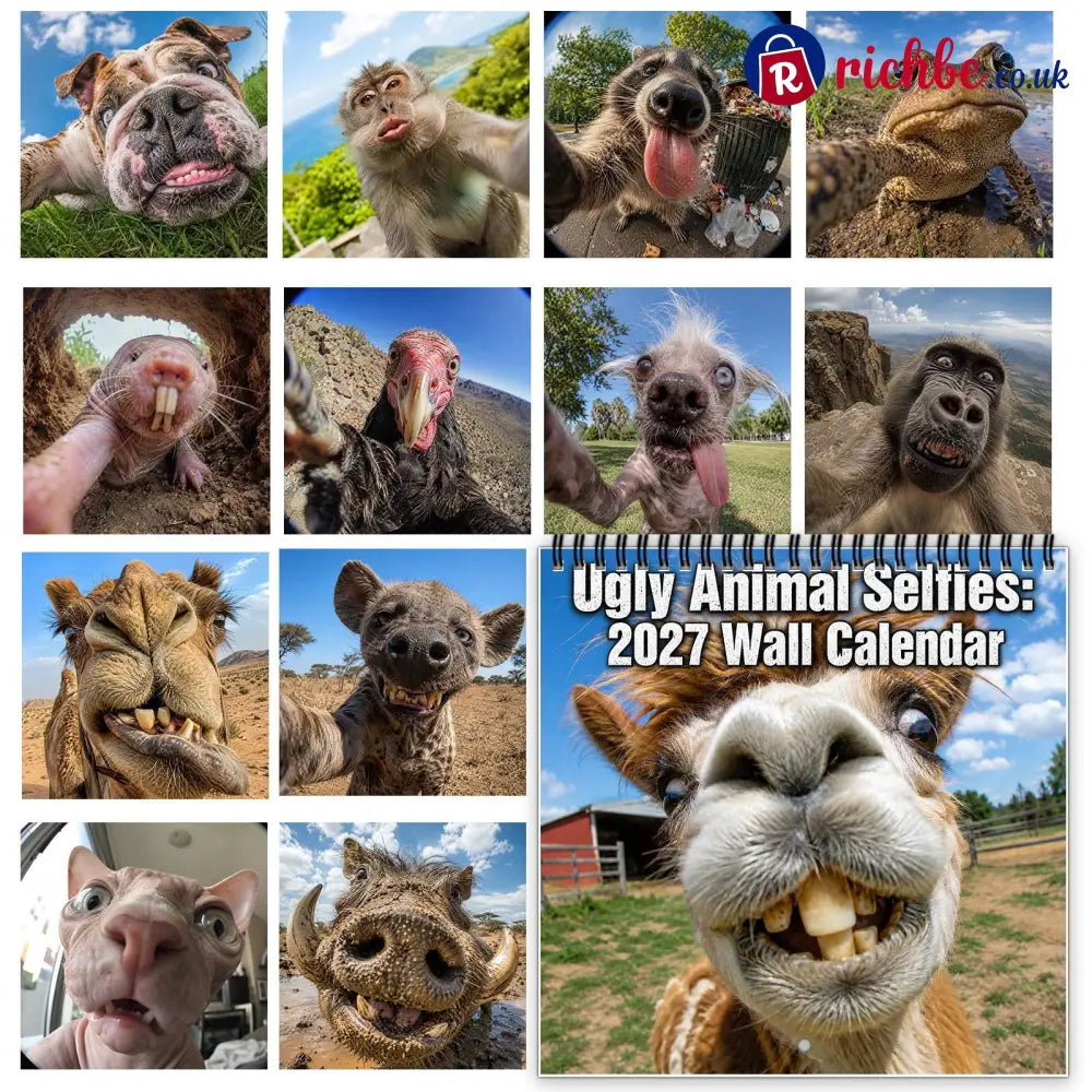 2027 Funny Farm Animal Selfies Wall Calendar – 12 Months of Hilariously Unfiltered Animal Faces