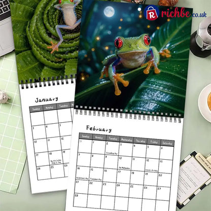 🐸 2027 Funny Frog Wall Calendar 12-Month Spiral Planner With Notes - New year