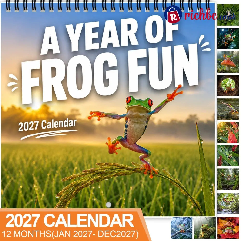 🐸 2027 Funny Frog Wall Calendar 12-Month Spiral Planner With Notes - New year