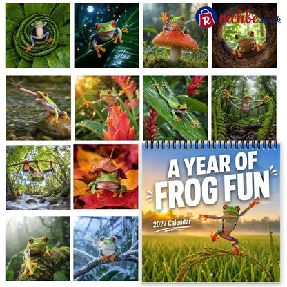 🐸 2027 Funny Frog Wall Calendar 12-Month Spiral Planner With Notes - New year