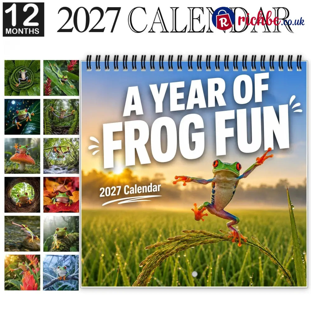 🐸 2027 Funny Frog Wall Calendar 12-Month Spiral Planner With Notes - New year