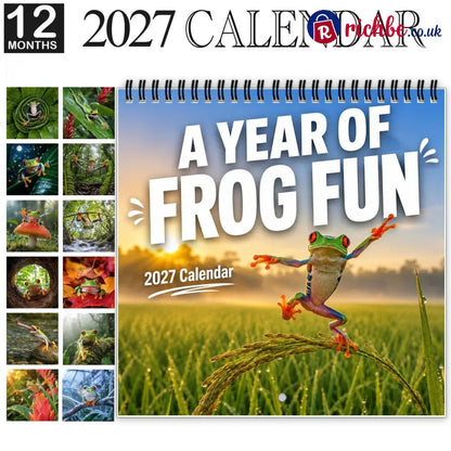 🐸 2027 Funny Frog Wall Calendar 12-Month Spiral Planner With Notes - New year