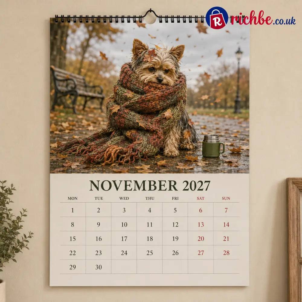 🐶2027 Funny Yorkshire Terrier Wall Calendar | A4 Hanging Calendar-2